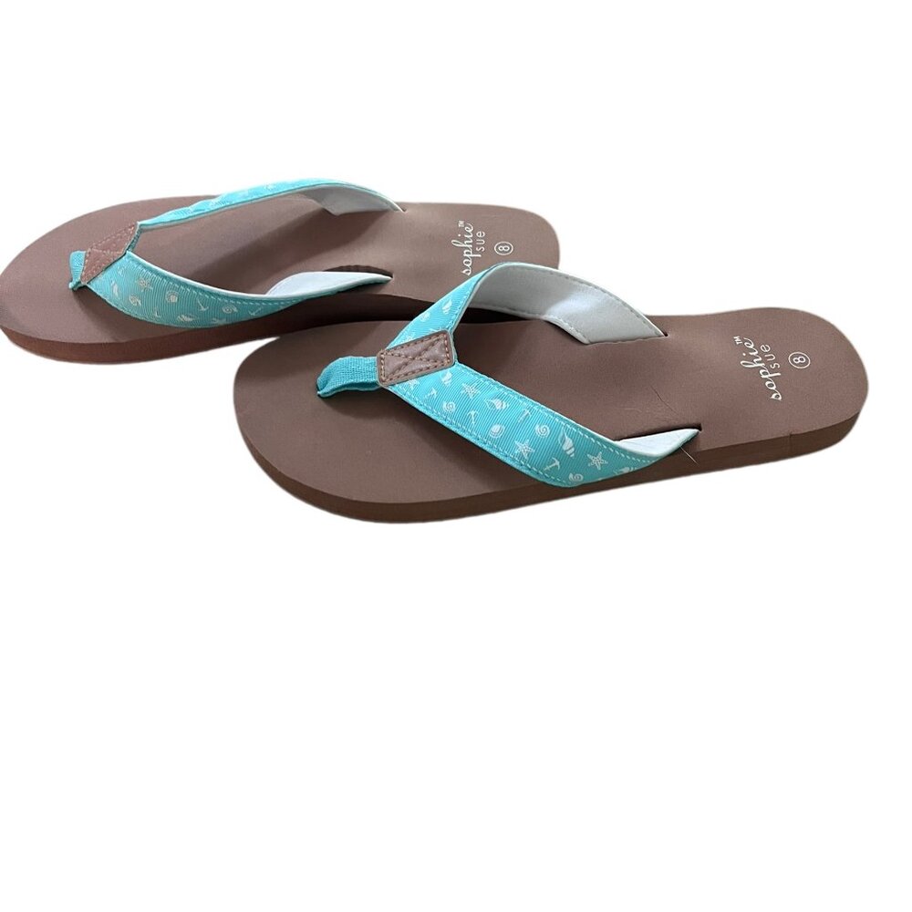 Sandals Flip Flops By sophie sue In Teal, Size: 8
